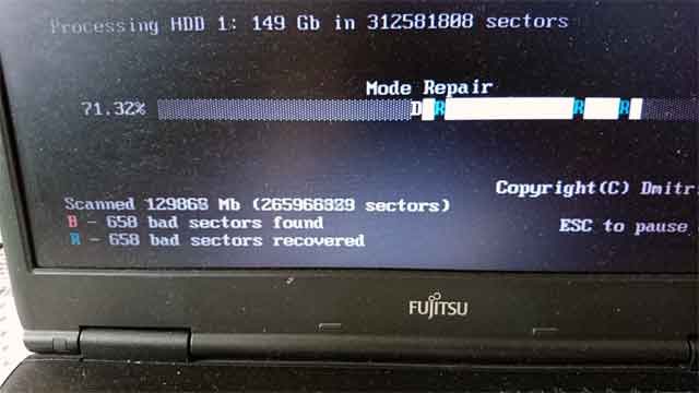 物理的不良セクター修復作業1の画像