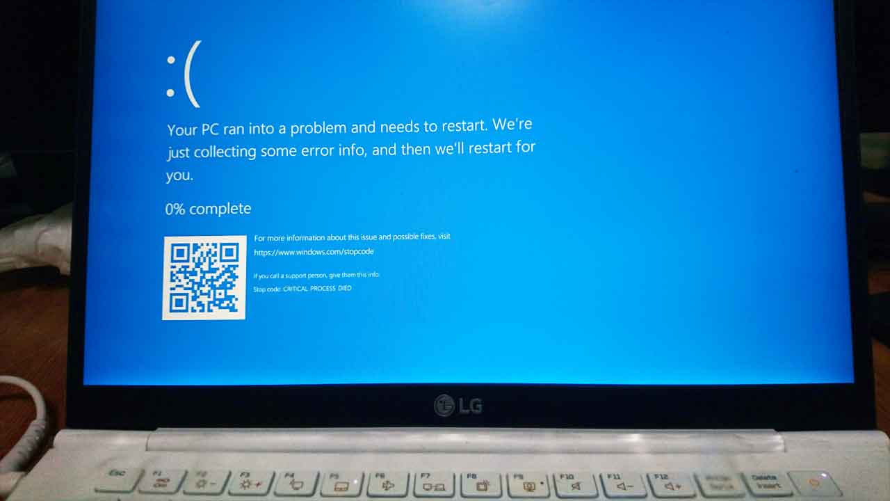 PCが起動時に青色の画面になって起動しない、の画像